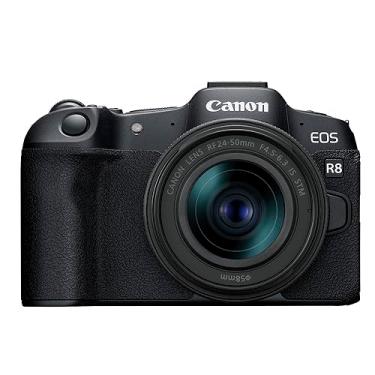 Imagem de Canon Câmera EOS R8 Full-Frame Mirrorless com lente RF24-50 mm F4.5-6.3 IS STM, 24,2 MP, vídeo 4K, processador de imagem DIGIC X, detecção e rastreamento de assuntos, compacta, conexão