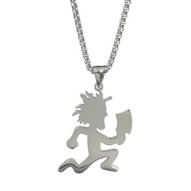 Imagem de Jugallo Hatchetman Colar de aço inoxidável com pingente de machadinho altamente polido escolha corrente palhaço insano icp colar hatchetman juggalo joias para mulheres e homens, meninos, meninas palhaço pose merch, Aço inoxidável, Sem Pedra Preciosa