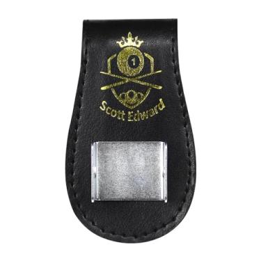 Imagem de Scott Edward Suporte magnético de giz para taco de sinuca com clipe de cinto, suporte de giz de bilhar de couro PU, acessórios portáteis de bilhar