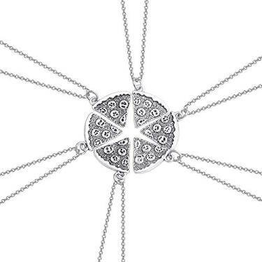 Imagem de CHOORO Colar/chaveiro de pizza para amigos/família, 6 fatias de pizza e amizade, conjunto de 6 presentes BFF, Metal