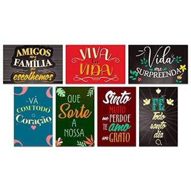 Imagem de Kit 7 Placas Decorativas Frases Motivacional Fé Mdf 20x13 cm