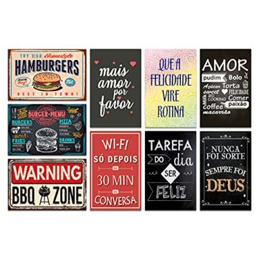 Imagem de Kit 10 Placas Decorativas Frases Cozinha Wifi Mdf 20x13 cm
