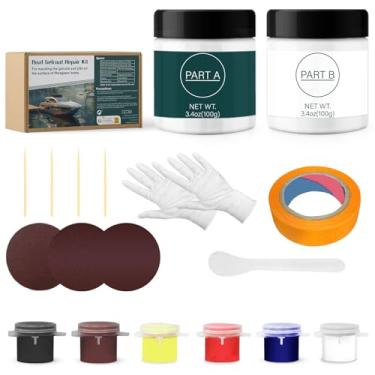 Imagem de WAN2TLK Kit de reparo de revestimento de gel para barcos (combinação de cores), kit de reparo de fibra de vidro marítima para barcos, enchimento de epóxi para barcos de fibra de vidro, furos fixos,