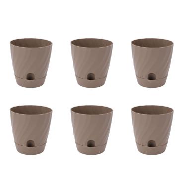 Imagem de 6pcs Pequeno Plantador de Plástico Com Furo de Drenagem, Mini Vaso de Berçário de Mudas de Flores de Plástico Com Palete Pequenos Vasos de Berçário de Semeadura Recipientes (BROWN)