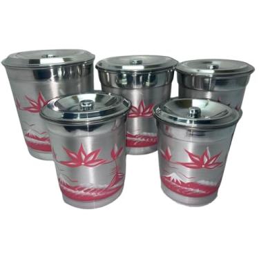 Imagem de Potes Para Mantimentoe Tapoer Porta Mantimentos Kit com 5 Latas de Alumínio