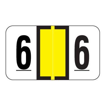 Imagem de Doctor Stuff - File Folder Labels, Number 6, JETER 6190 Match - JXNM Series Chart Stickers, Yellow, 15/16" x 1-5/8", #6, 500/Roll