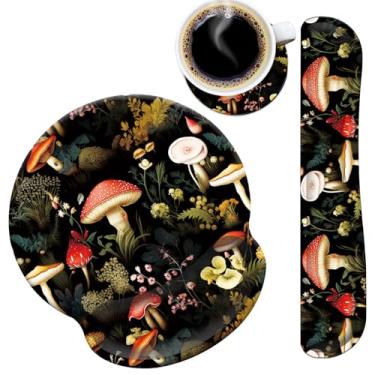 Imagem de Mouse pad suporte de pulso e teclado almofada de descanso de pulso com base de borracha antiderrapante, mouse ergonômico para jogos para escritório em casa, estudo, digitação fácil e alívio da dor,