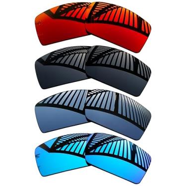 Imagem de MYCOURAG 4 pares de lentes de reposição para óculos de sol Oakley Gibston OO9449 - preto sólido + titânio + azul gelo + vermelho fogo
