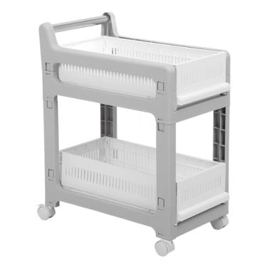 Imagem de Carrinho de Armazenamento de Cozinha, Carrinho de Armazenamento de Grande Capacidade para Cozinha, Banheiro, Quarto para Legumes, Frutas, Lanches e Bebidas (2 camadas)