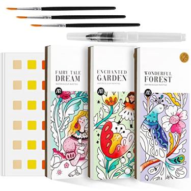Imagem de Watercolor Painting Coloring Books Arts & Crafts Kit, Pocket Watercolor Paint Bookmarks, Mess Free Paint with Water Set, Travel Activities Art Party Favors Exchange Birthday Valentine's Gifts for Kids