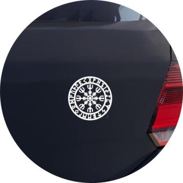 Imagem de Adesivo de Carro Aegishjalmur Viking Medalhão - Melhor Adesivo, Branco