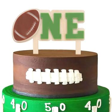Imagem de Football One Cake Topper - Football First Birthday Decorations,Football Cake Topper,First Year Down Themed Cake Birthday Sports Party Football Cake Decoration