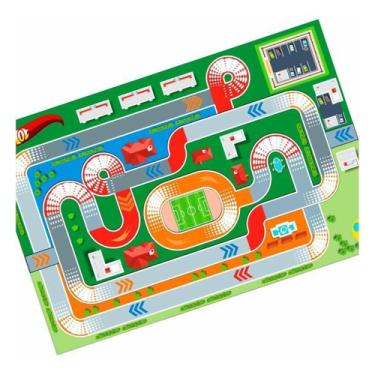 Imagem de Tapete Pista De Carrinhos Pista De Corrida Colorida 1,0X0,6M - Plimsho