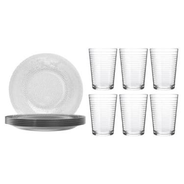Imagem de Jogo 6 Pratos Rasos Acqua + 6 Copos Ginga 265ml Conjunto - Nadir Figue