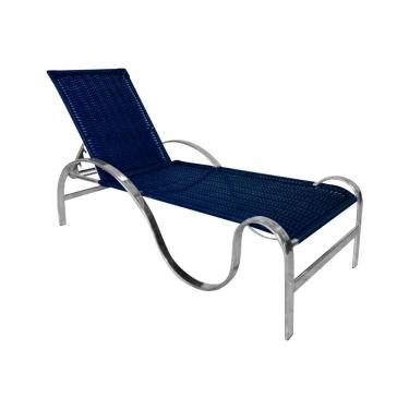 Imagem de Espreguiçadeira Em Corda Náutica Para Área Gourmet Bertioga Estrutura Alumínio - Azul