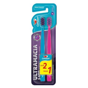 Imagem de Escova de Dente Condor 5400 Cerdas Ultramacia Blister Duplo, Azul e ro