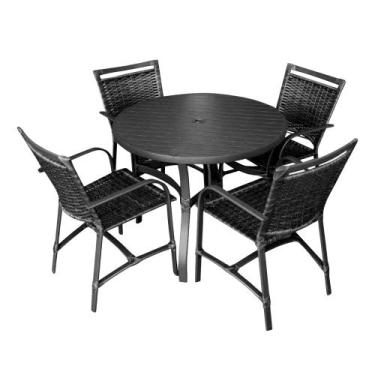 Imagem de Conjunto Mesa Redonda 1,00 Com 4 Cadeiras Betta Em Alumínio Área Exter