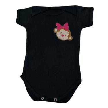 Imagem de Body Manga Curta Bebê Macaquinha Laço Pink - Generic, PP, Preto