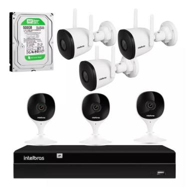 Imagem de Kit 6 Câmeras Wifi Interna E Externa Com Nvd 8 Canais Hd 500gb - intel