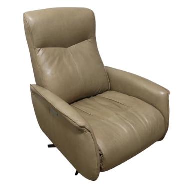 Imagem de Poltrona do Papai Reclinável Retrátil Botão Elétrica Conde Giratória USB Couro Capuccino G76 - Gran Belo