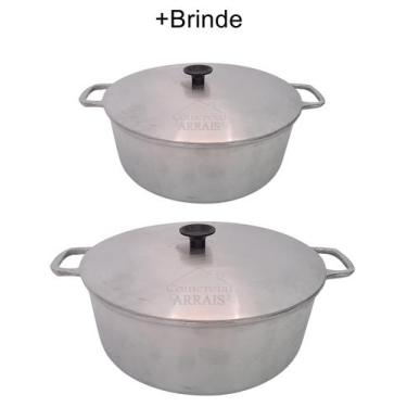 Imagem de Jogo De Panelas Alumínio Batido Fundido 2 Peças Nº30 + 32 Tampa Grossa