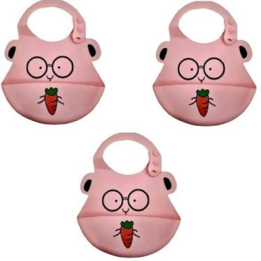 Imagem de 3 Babador Silicone Bebê Impermeável Migalha Infantil Avental - Ami