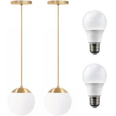 Imagem de 2 x Luminárias Lustre Pendente 215cm Jabuticaba Globo Vidro 15cm Teto 