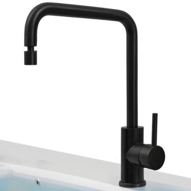 Imagem de Torneira Monocomando Preta para Cozinha Misturador Água Quente e Fria 