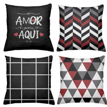 Imagem de Kit 4 Capas de Almofadas Decoração Luxo - Gaby Flor Confecções, Amor