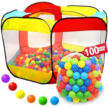 Imagem de Kiddey Ball Pit Play Tent: Large Indoor & Outdoor Playhouse for Toddlers and Babies, Foldable Baby Tent Filled with 100 Plastic Balls, Ball Pit Adventure for Active Play, Portable Play Space for Kids