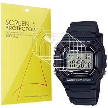 Imagem de Protetor de tela F108WH, [pacote com 6] Película transparente de TPU de cobertura total Lamshaw compatível com Ca-sio F105W, F108WH, W-217H, W218H, W800HG, AE1200WH, AE1300WH, A158W, A168WA, A700,