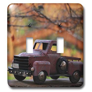 Imagem de 3dRose Tampa de interruptor de luz lsp_337966_2, Foto de uma caminhonete vermelha de brinquedo em um fundo de folhas de outono bokeh