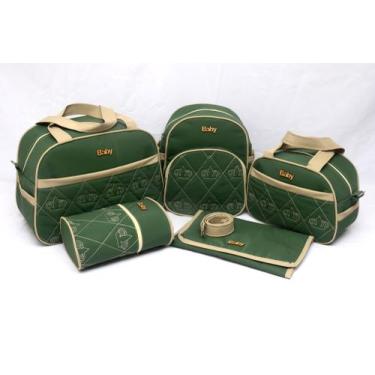 Imagem de Kit bolsa maternidade menino bebê masculino 5 peças verde luxo - Isado