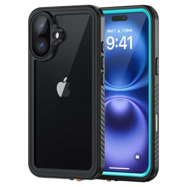 Imagem de Lanhiem Capa para iPhone 16, IP68, à prova d'água, à prova de poeira, à prova de choque com protetor de tela integrado, capa de telefone resistente de corpo inteiro 360 para iPhone de 16 a 6,1