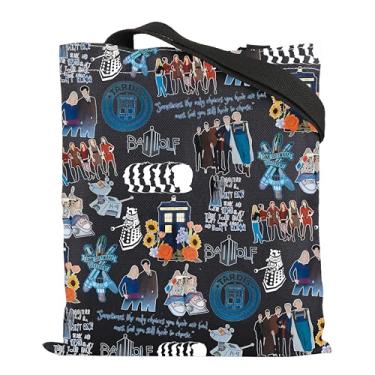 Imagem de ENSIANTH Presente inspirado no filme Dr Who Blue Police Box Gift The 11th Doctor Tote Bag Dr Who Fans Shopping Bag David Tennant Gift, Bolsa Dr B