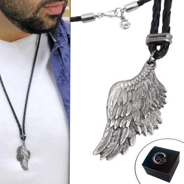 Imagem de Colar de Couro Trançado Masculino Fecho Mosquete Asa Grafite - GRANADO