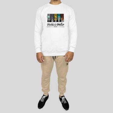 Imagem de Conjunto Calça e Blusa Moletom Careca Sem Capuz Algodão Estampado Loko