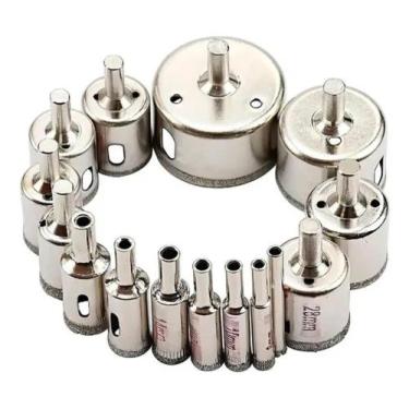 Imagem de  Brocas Diamantadas 15 PÇS Serra Copo Vidro Granito Ceramica - drill