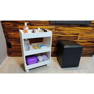Imagem de Carrinho Auxiliar P/esmaltes C/3 Bandejas P/manicure Mdf - Marcenaria 