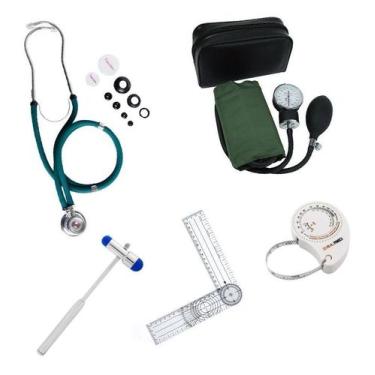 Imagem de Kit Fisioterapia Com Esfigmo Esteto Martelo Trena Goniometro - Premium
