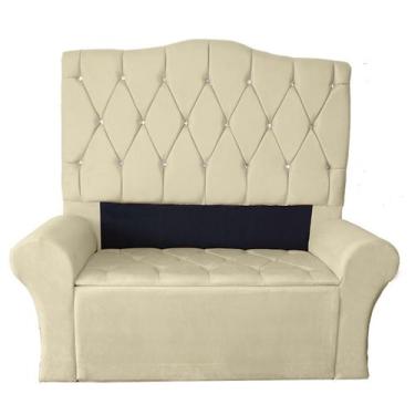Imagem de Cabeceira Luxo + Recamier Baú Para Cama Box Casal King Size 195 Cm - S