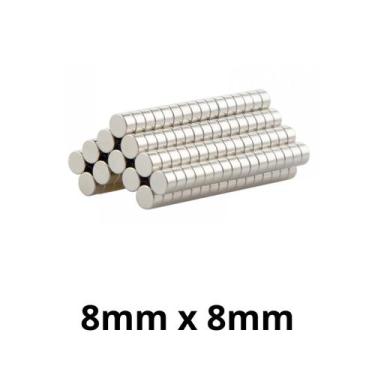 Imagem de Kit 50 Peças Imã Neodímio Disco Magnético N35  8 x 8 mm Super Forte Po