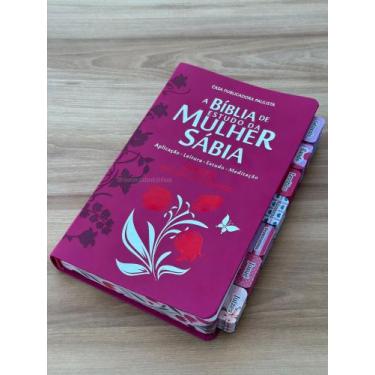 Imagem de Biblia da Mulher Sabia pink couro com abas adesivas - Cpp