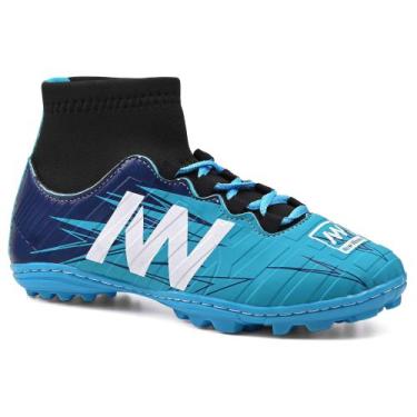 Imagem de Chuteira Society Cano Alto Sola Costurada Premium - NEW WINNER, Azul r