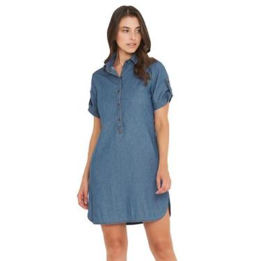 Imagem de Vestido Jeans Chemise Feminina Miss Joy 2942, Azul, G