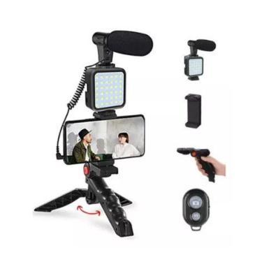Imagem de Kit Youtuber Live Tripé para Celular Suporte Led, Microfone Com Contro