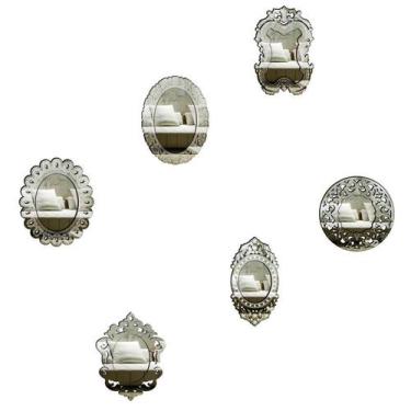 Imagem de Kit Mini Espelhos Decorativos venezianos Pegui Taranto 6 pçs - CREATUS