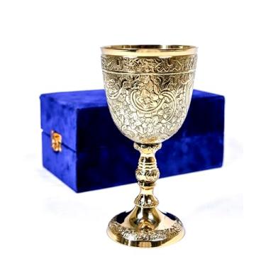 Imagem de Taça vintage de latão, vinho real, 1 peça, presente medieval renascentista cálice vintage, copos de shot de latão resistente seguro para alimentos, para licor, ritual, Buda, casamentos, decoração