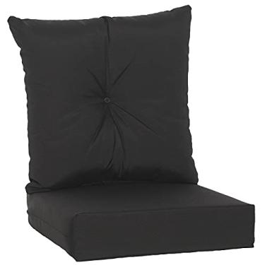 Imagem de RULU 02559 Conjunto de 2 peças ao ar livre/interno (assento 55,88 cm x 55,88 cm x 12,70 cm + almofada traseira 58,42 cm x 58,42 cm x 17,78 cm) meia-noite