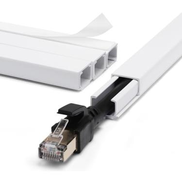 Imagem de ZhiYo Escondedor de parede para um cabo, capas de cabo de 172,7 cm para fios na parede, parede de cobertura de cabo de fácil instalação, cabos de cobertura de cabos brancos, parede de gerenciamento de